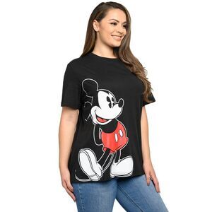 New Womens Plus Size Disney Mickey Mouse T-Shirt Short Sleeve Black (Size 5X)